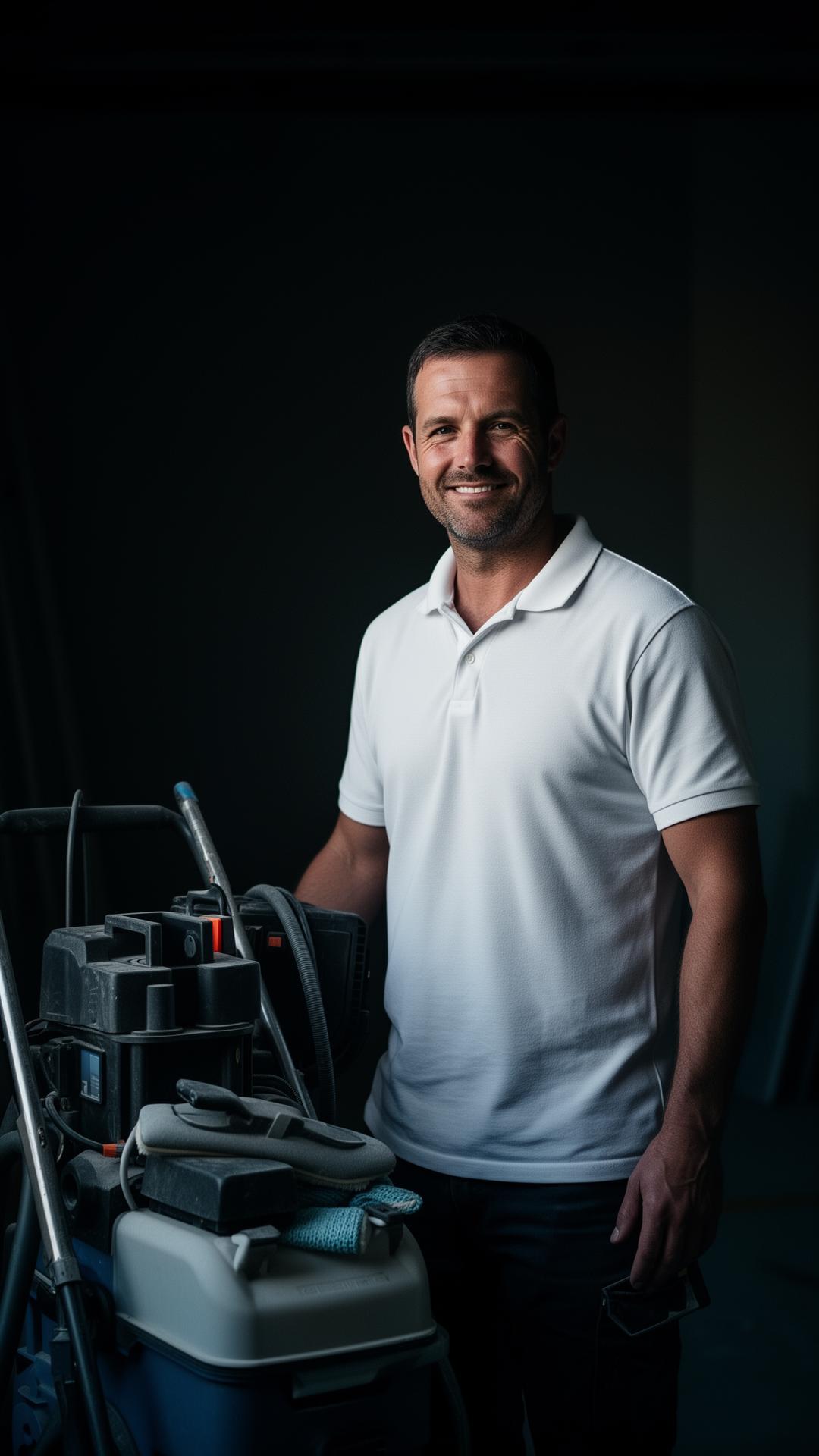 Norm Sharples, owner of Onyx Property Care, on a job site